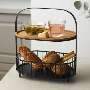 Springos Patera do serwowania przekąsek metalowy koszyk z uchwytem, 24 x 15 x 25 cm 2