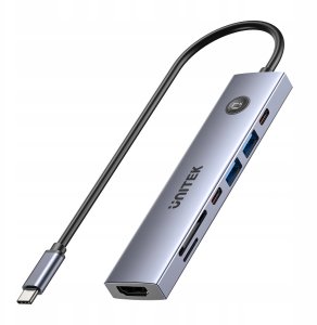 HUB USB Unitek Hub USB-C 7w1 4K@60Hz, PD 100W i przycisk HDMI On/Off 2