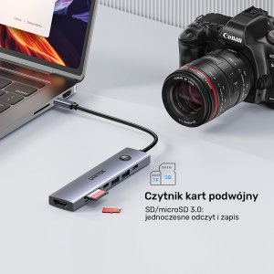 HUB USB Unitek Hub USB-C 7w1 4K@60Hz, PD 100W i przycisk HDMI On/Off 16