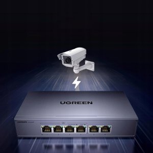 Switch Ugreen przełącznik ethernet 6-portowy z PoE - szary 1Gb/s 4