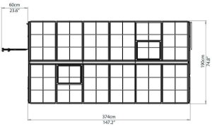Palram Szklarnia Ogrodowa z Poliwęglanu 701782 3,65 x 1,85 m x 208 cm Tunel Canopia 4