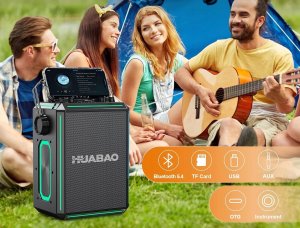 HUABAO Głośnik Bluetooth do karaoke z 2 bezprzewodowymi mikrofonami 3