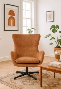 Fotel obrotowy MARTIN złoty szenil wygodny wypoczynkowy do domu biura 8