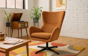 Fotel obrotowy MARTIN złoty szenil wygodny wypoczynkowy do domu biura 9