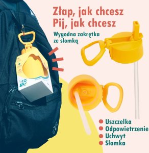 Brosky Kids Granatowa butelka na wodę dla dzieci w motyw kosmosu 450 ml 8
