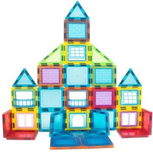 Klocki magnetyczne konstrukcyjne domek autko przyczepka 130 elementów EDUKAMP 2