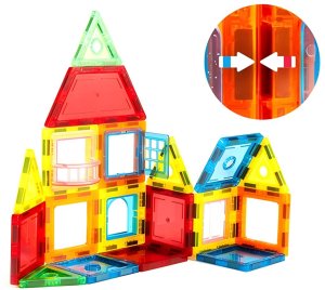 Klocki magnetyczne konstrukcyjne domek autko przyczepka 130 elementów EDUKAMP 5