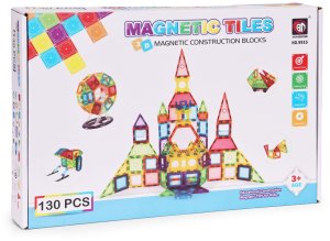 Klocki magnetyczne konstrukcyjne domek autko przyczepka 130 elementów EDUKAMP 10