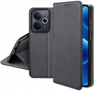 Etui MAGNET do Realme 14T 5G Zamykane Czarne Futerał + Szkło 9H 5