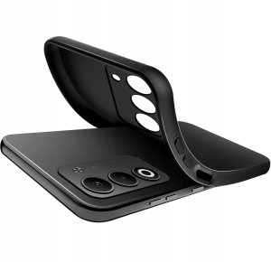 krainaGSM Etui Czarny Matowy Silikon Slim do Oppo A5 4G | A5 5G + SZKŁO 9H 5