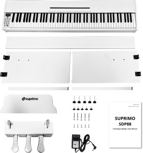 Vevor SUPRIMO SDP88 WH pianino cyfrowe stacjonarne ważone klawisze MIDI 2x10W stereo 12