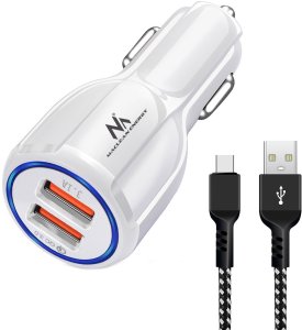 Ładowarka samochodowa Maclean, Qualcomm Quick Charge, QC 3.0 - 5V/3A, 9V/1.8A, 12V/1.6A, Gniazdo 5V/3.1A z kablem USB Type-C 8
