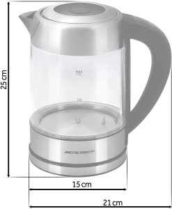 Kuchenka Berdsen Czajnik elektryczny szklany z regulacją temperatury 1,7l 2200W BD-714 5