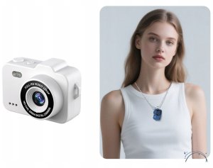 Aparat cyfrowy Xrec Mini Aparat Cyfrowy X8 12mp Video 1080p Lcd 0,96" Wisiorek Breloczek / X8 Biały 2