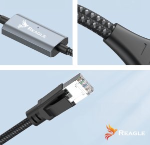 Kabel USB Reagle USB-A + USB-C - RJ-45 3 m Czarno-szary 10
