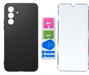 krainaGSM Etui Czarny Matowy Silikon Slim do Samsung A32 5G + SZKŁO 9H 7