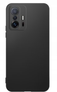 krainaGSM Etui Matowe Czarne Silikon Slim do Xiaomi 11T | 11T Pro + SZKŁO 6