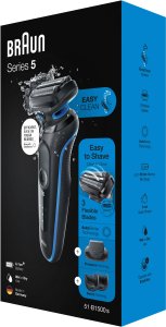 Braun Series 5 51-B1500s, Foil shaver, Black, Blue, AutoSense, Buttons, LED, Battery 4