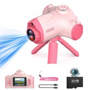 Projektor Rzutnik Aparat Kamera 3w1 Dla Dzieci 48mp 1080p Karta 32gb Statyw / Ha92 Różowy 2