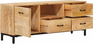 vidaXL Stojaki na telewizor Brązowy 110 x 30 x 46 cm Drewno mango 2