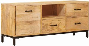 vidaXL Stojaki na telewizor Brązowy 110 x 30 x 46 cm Drewno mango 4