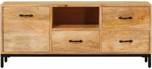 vidaXL Stojaki na telewizor Brązowy 110 x 30 x 46 cm Drewno mango 5