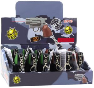 Mini Pistolet Rewolwer Brelok Gadżet Światło LED Laser 6,5 cm 7