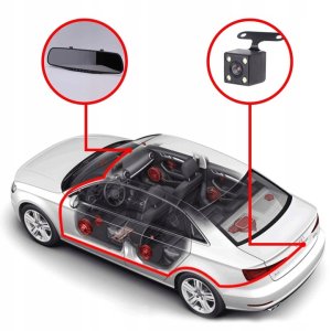 Wideorejestrator samochodowy kamera cofania w ramce full hd 4led lusterko 6