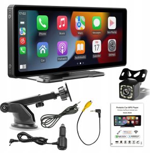 MONITOR SAMOCHODOWY 10" CARPLAY ANDROID AUTO + KAMERA COFANIA + 2 UCHWYTY 12