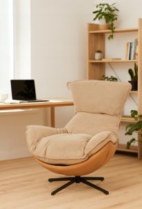 Fotel obrotowy z poduszką JASPER beżowy wygodny wypoczynkowy salon 12