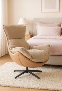 Fotel obrotowy z poduszką JASPER beżowy wygodny wypoczynkowy salon 14