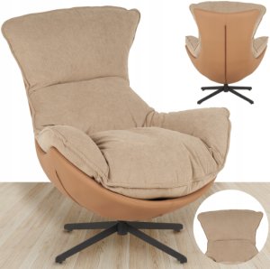 Fotel obrotowy z poduszką JASPER beżowy wygodny wypoczynkowy salon 2