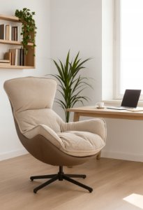 Fotel obrotowy z poduszką JASPER taupe wygodny wypoczynkowy salon 11