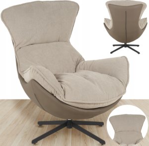 Fotel obrotowy z poduszką JASPER taupe wygodny wypoczynkowy salon 2