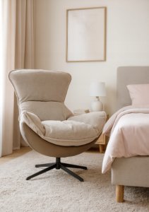 Fotel obrotowy z poduszką JASPER taupe wygodny wypoczynkowy salon 8