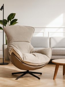 Fotel obrotowy z poduszką JASPER taupe wygodny wypoczynkowy salon 9