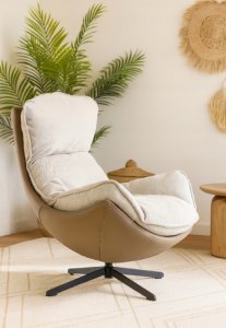 Fotel obrotowy z poduszką JASPER taupe wygodny wypoczynkowy salon 10