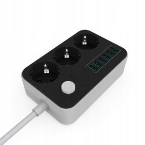 Listwa zasilająca Plastrol Przedłużacz Listwa Zasilająca 3 Gniazda + 6 USB Kabel Zasilający 11