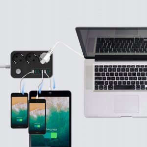 Listwa zasilająca Plastrol Przedłużacz Listwa Zasilająca 3 Gniazda + 6 USB Kabel Zasilający 13