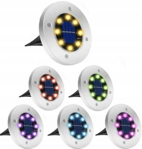 Lampa Lampka Ogrodowa Gruntowa 8 Led Rgb Dysk Disk 3