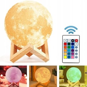 Lampka Nocna Księżyc Lampa 3D Moon Śr. 14Cm Rgb 2