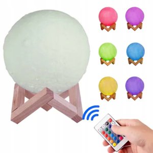 Lampka Nocna Księżyc Lampa 3D Moon Śr. 14Cm Rgb 7