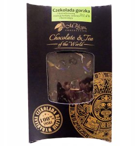 M.Pelczar Chocolatier Gorzka czekolada z karmelizowaną esencją zielonej herbaty i liśćmi mięty 85g 3