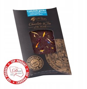 M.Pelczar Chocolatier Gorzka czekolada z karmelizowaną kwiatową herbatą i nagietkiem i chabrem 85g 3