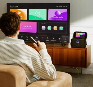 Ikarao zestaw karaoke Głośnik z 2 mikrofonami 140W Bluetooth HDMI 3