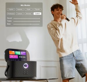 Ikarao zestaw karaoke Głośnik z 2 mikrofonami 140W Bluetooth HDMI 4