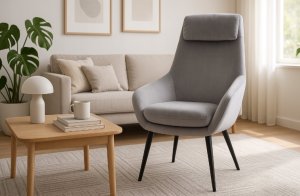 Fotel wypoczynkowy szary Toni welwet nowoczesny do salonu i sypialni 11