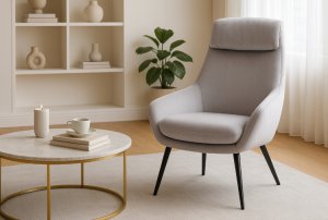 Fotel wypoczynkowy szary Toni welwet nowoczesny do salonu i sypialni 6