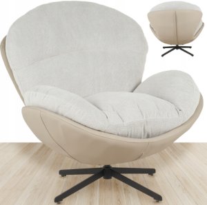 Fotel wypoczynkowy Milo j. beż velvet 3D obrotowy stylowy do salonu 2