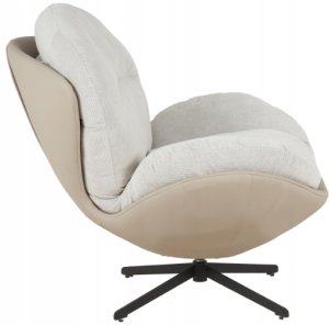 Fotel wypoczynkowy Milo j. beż velvet 3D obrotowy stylowy do salonu 3